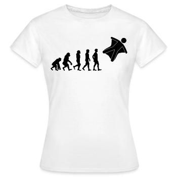Wingsuit fliegen Base Jumping Fallschirmspringen Evolution - Frauen T-Shirt - Weiß - Vorne - AI Model Female 172 dark (172cm)