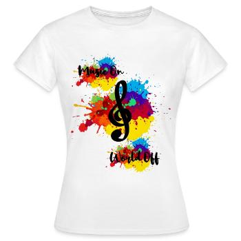 music on world off - Frauen T-Shirt - Weiß - Vorne - AI Model Female 172 dark (172cm)