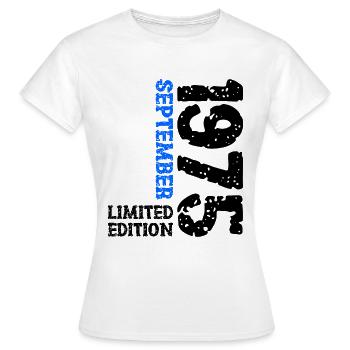1975 September Limited Edition 48. Geburtstag Deko - Frauen T-Shirt - Weiß - Vorne - AI Model Female 172 dark (172cm)