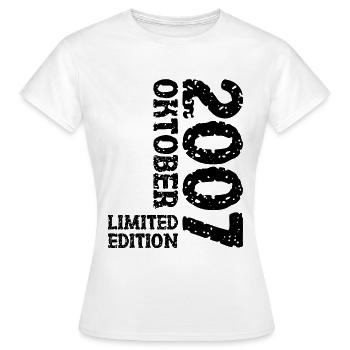 2007 Oktober Limited Edition 16. Geburtstag Deko - Frauen T-Shirt - Weiß - Vorne - AI Model Female 172 dark (172cm)