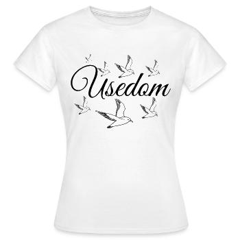 USEDOM - Frauen T-Shirt - Weiß - Vorne - AI Model Female 172 dark (172cm)