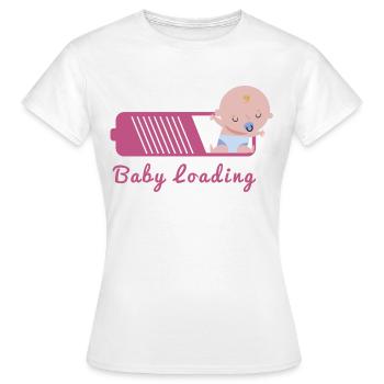 baby loading lustiger Schwangerschaft Spruch - Frauen T-Shirt - Weiß - Vorne - AI Model Female 172 dark (172cm)