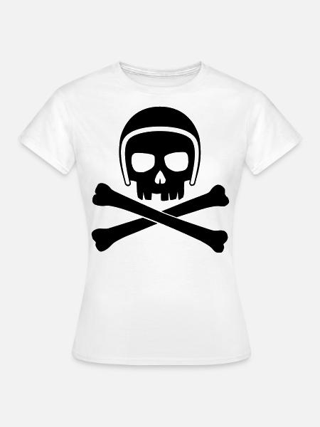 Totenkopf mit Helm schwarz - Frauen T-Shirt - Weiß