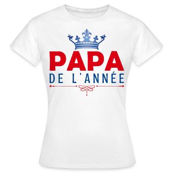 cadeau pour papa Fête des pères, Papa de l’année - T-shirt Femme - blanc - Devant - AI Model Female 172 dark (172cm)