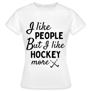 J’aime les gens MAIS j’aime plus le hockey - T-shirt Femme - blanc - Devant - AI Model Female 172 dark (172cm)