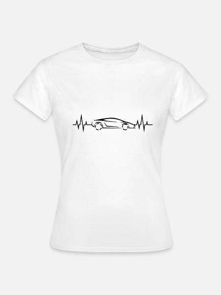 Herzschlag - Heartbeat / Sportwagen - Frauen T-Shirt - Weiß