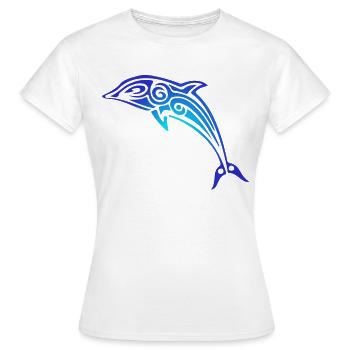 Tribal Dolphin Hawaii Islander Polynesische Maori - Frauen T-Shirt - Weiß - Vorne - AI Model Female 172 dark (172cm)