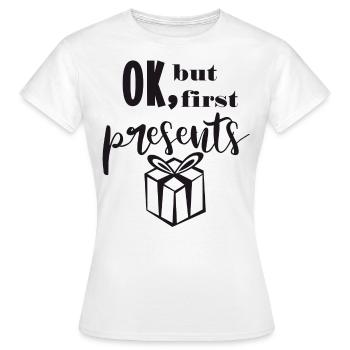 First presents gifts xmas saying Christmas - Women's T-Shirt - white - Front - AI Model Female 172 dark (172cm)