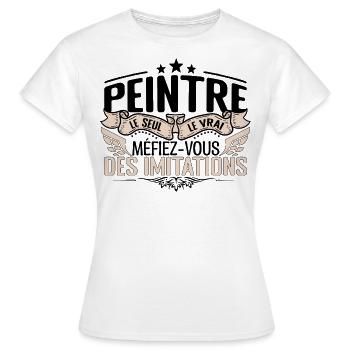 Peintre cadeau Peintre le vrai Peintre - T-shirt Femme - blanc - Devant - AI Model Female 172 dark (172cm)