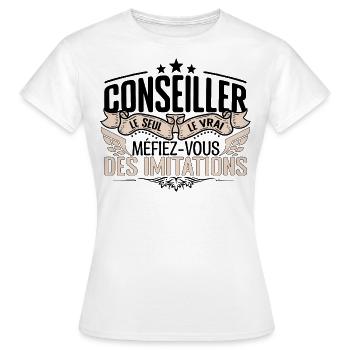 Conseiller cadeau Conseiller le vrai Conseiller - T-shirt Femme - blanc - Devant - AI Model Female 172 dark (172cm)
