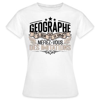 Géographe cadeau Géographe le vrai Géographe - T-shirt Femme - blanc - Devant - AI Model Female 172 dark (172cm)