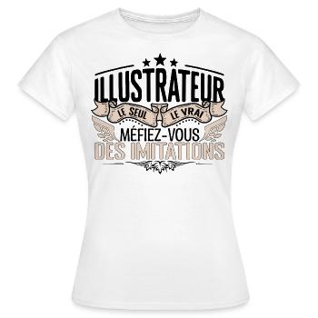 Illustrateur cadeau Illustrateur le vrai Illustrat - T-shirt Femme - blanc - Devant - AI Model Female 172 dark (172cm)