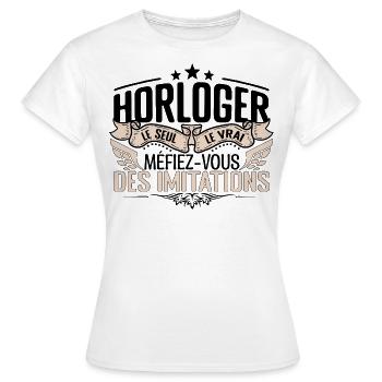 Horloger cadeau Horloger le vrai Horloger - T-shirt Femme - blanc - Devant - AI Model Female 172 dark (172cm)