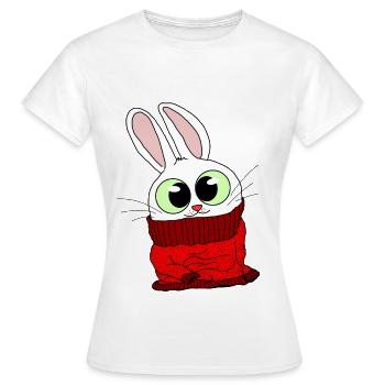 Tshirt Lapin moelleux en pull moelleux - T-shirt Femme - blanc - Devant - AI Model Female 172 dark (172cm)