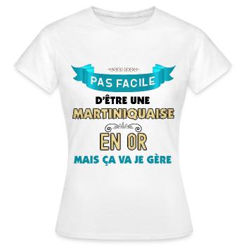 Martiniquaise en Or Humour Femme Antillaise - T-shirt Femme - blanc - Devant - AI Model Female 172 dark (172cm)