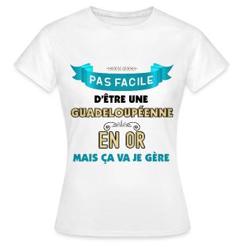 Ma Guadeloupéenne En Or Cadeau Femme - T-shirt Femme - blanc - Devant - AI Model Female 172 dark (172cm)