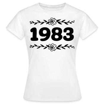 1983 Jahrgang 1983 Retro 1983 Jubiläum 1983 - Frauen T-Shirt - Weiß - Vorne - AI Model Female 172 dark (172cm)