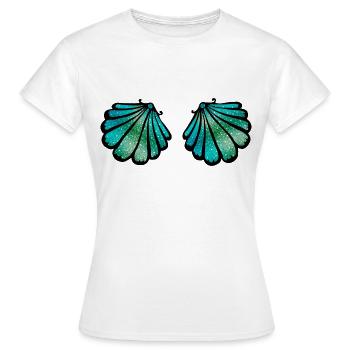 Muschel BH sea shell bra Meerjungfrau Seejungfrau - Frauen T-Shirt - Weiß - Vorne - AI Model Female 172 dark (172cm)