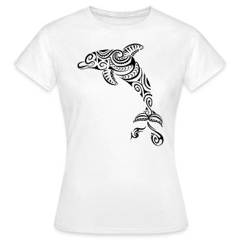 Delfin Maori Tribal Tattoo Aotearoa - Frauen T-Shirt - Weiß - Vorne - AI Model Female 172 dark (172cm)