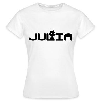 Julia avec un chat noir - T-shirt Femme - blanc - Devant - AI Model Female 172 dark (172cm)
