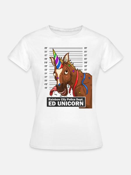 Police photo cheval fête cadeau drôle de licorne - T-shirt Femme - blanc
