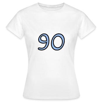90. 90 YEARS. 90TH ANNIVERSARY. 90TH ANNIVERSARY. - Women's T-Shirt - white - Front - AI Model Female 172 dark (172cm)