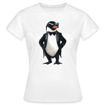Penguin Tuxedo Tuxedo Suit Sunglasses - Women's T-Shirt - white - Front - AI Model Female 172 dark (172cm)