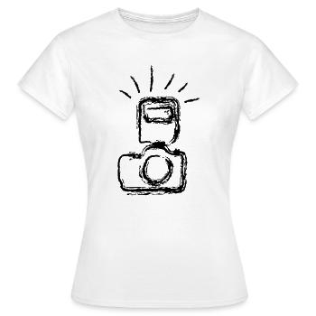 camera - Women's T-Shirt - white - Front - AI Model Female 172 dark (172cm)