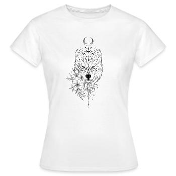 Wolf dekoratives florales Mandala - Frauen T-Shirt - Weiß - Vorne - AI Model Female 172 dark (172cm)