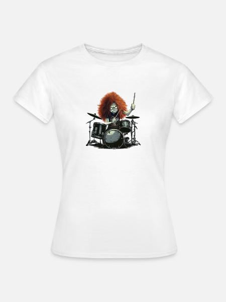 Drummer Crazy - Frauen T-Shirt - Weiß