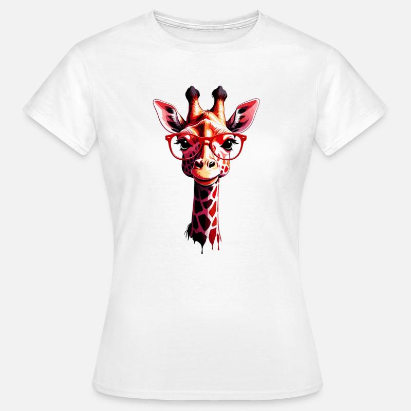 Sød giraf med briller - Dame-T-shirt - hvid