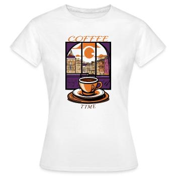 L’heure du café - T-shirt Femme - blanc - Devant - AI Model Female 172 dark (172cm)