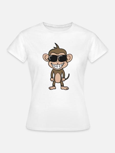 Cooler Affe mit Sonnenbrille - Frauen T-Shirt - Weiß