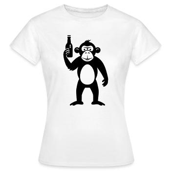 Singe avec bouteille de bière - T-shirt Femme - blanc - Devant - AI Model Female 172 dark (172cm)