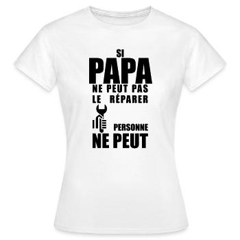 Papa répare  - T-shirt Femme - blanc - Devant - AI Model Female 172 dark (172cm)