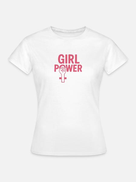 Emblème du poing rose du Girl Power - T-shirt Femme - blanc