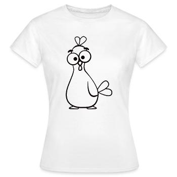Odd Cartoon Chicken Illustration - Women's T-Shirt - white - Front - AI Model Female 172 dark (172cm)