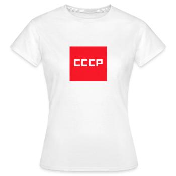 CCCP UdSSR Sowjetunion Retro Rotes Quadrat-Emblem - Frauen T-Shirt - Weiß - Vorne - AI Model Female 172 dark (172cm)