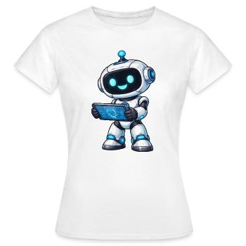 Petit robot avec tablette - T-shirt Femme - blanc - Devant - AI Model Female 172 dark (172cm)