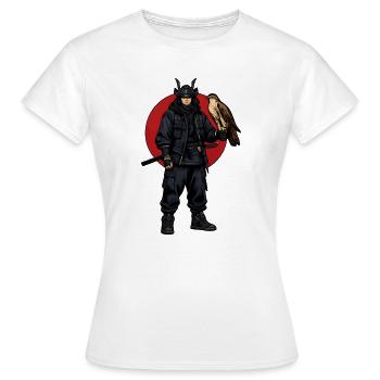 Guerrier Ninja avec Faucon - T-shirt Femme - blanc - Devant - AI Model Female 172 dark (172cm)