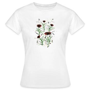 Abstrakte Wildblumen Grunge Illustration - Frauen T-Shirt - Weiß - Vorne - AI Model Female 172 dark (172cm)