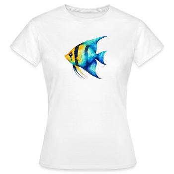 Blue Yellowfish Watercolor - Women's T-Shirt - white - Front - AI Model Female 172 dark (172cm)