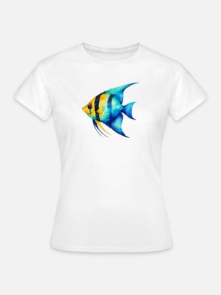 Blauer Gelbfisch Aquarell - Frauen T-Shirt - Weiß