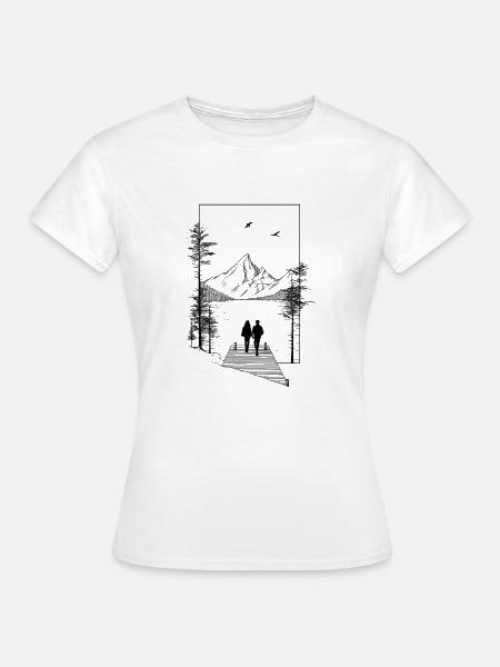 Pärchen am See - Frauen T-Shirt - Weiß