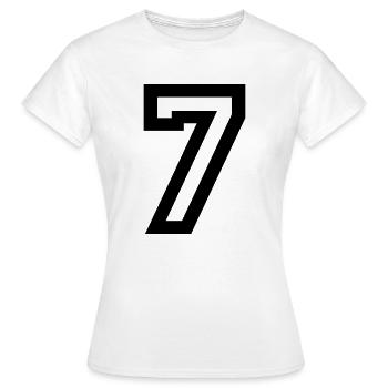 7 Collegestyle - Frauen T-Shirt - Weiß - Vorne - AI Model Female 172 dark (172cm)