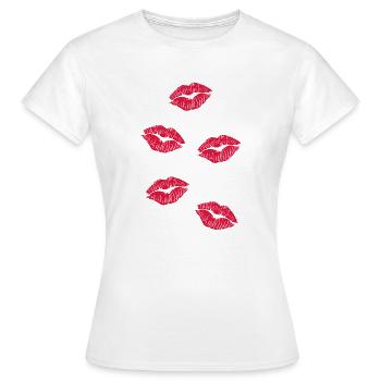 cinq bouches de baiser - T-shirt Femme - blanc - Devant - AI Model Female 172 dark (172cm)