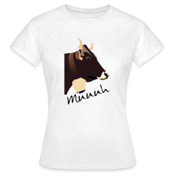 Impression de vache, illustration de vaches, cloche, cornes - T-shirt Femme - blanc - Devant - AI Model Female 172 dark (172cm)