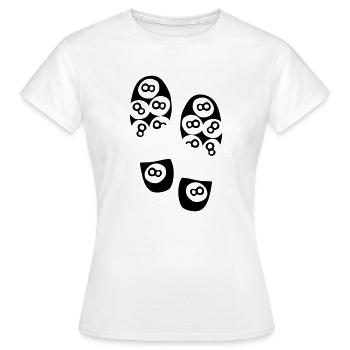 Fußabdruck Billard Schuh Fußabdruck - Frauen T-Shirt - Weiß - Vorne - AI Model Female 172 dark (172cm)