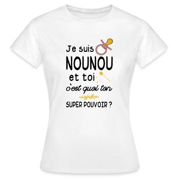 je suis nounou / humour nounou - T-shirt Femme - blanc - Devant - AI Model Female 172 dark (172cm)