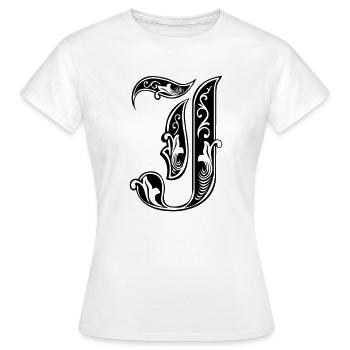 J - Frauen T-Shirt - Weiß - Vorne - AI Model Female 172 dark (172cm)